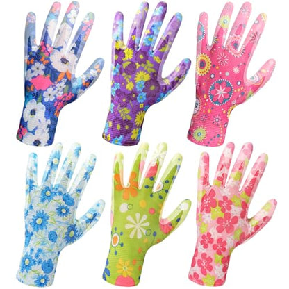 6 Pairs Gardening Gloves for Women - Breathable Rubber Coated Garden Gloves, Multi-purposes Gardening Gloves - color: 6 Pairs Green/Purple/Black