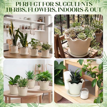 Hushee 10 Pcs Ruffled Plant Pots for African Violets Indoor Outdoor Plants
