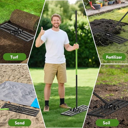 Seeutek Lawn Leveling Rake, 35" x 10" Heavy Duty Ground Leveler - size: 35"*10"