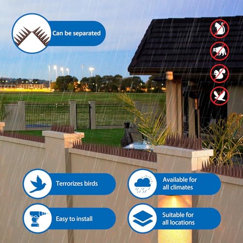 CIIC Bird Spikes, 20 Pack Pigeon Squirrel Raccoon Cat Deterrent Spike Outside Anti Robin Defender Outdoor to Keep Birds Away Roof Fence Window Nest 18.7 Feet(5.7m), Brown - color: Brown