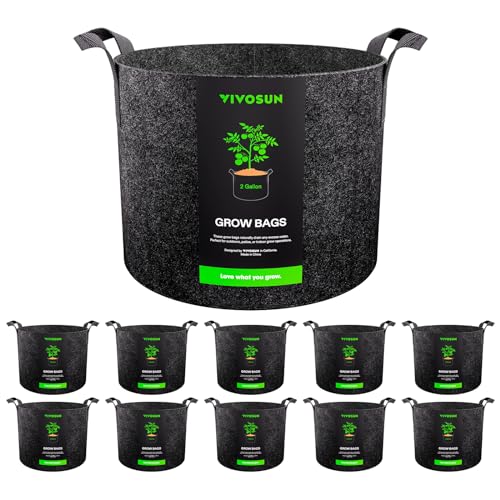 VIVOSUN 10-Pack 2 Gallon Plant Grow Bags Fabric Pots with Handles - size: 2 Gallons, style: 10-Pack