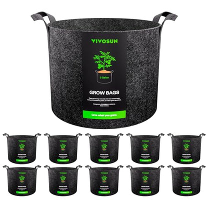 VIVOSUN 10-Pack 2 Gallon Plant Grow Bags Fabric Pots with Handles - size: 2 Gallons, style: 10-Pack