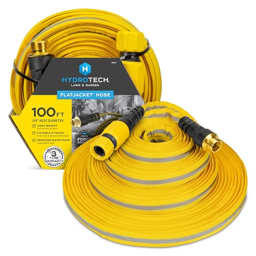 HydroTech FLATJACKET Lightweight Garden Hose 5/8 in x 100 ft, Yellow - size: 100 Feet
