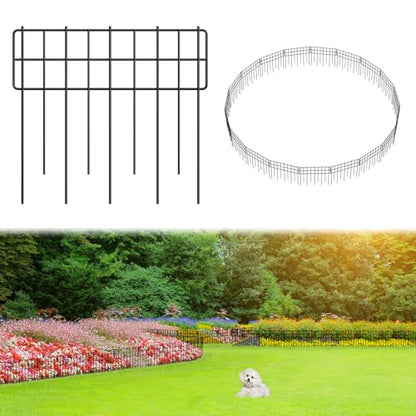 Garden Fence 20.6 FT x 12" H, Decorative Metal Border for Flower Beds - size: 19 Square Panels-20.6 ft (L) x 13 in (W)