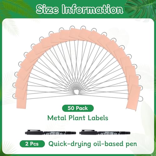 WSICSE 50-Pack Metal Plant Labels, 10.6In Rose Gold Garden Markers with Pen - color: Gold