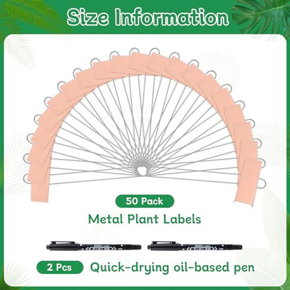 WSICSE 50-Pack Metal Plant Labels, 10.6In Rose Gold Garden Markers with Pen - color: Gold