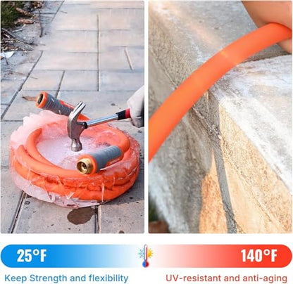 YAMATIC Flexible Garden Hose 5/8" x 30ft, 360° Swivel Handle, Burst 600 PSI - color: Orange, size: 30' (feet) Male to Female with Swivel