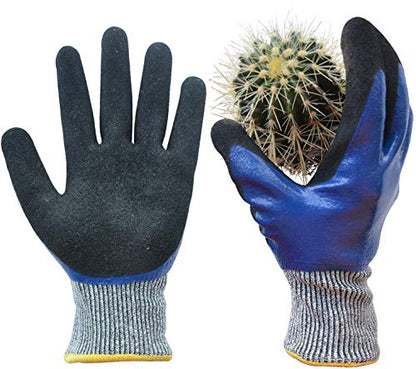 Durable Gardening Gloves, Heavy Duty Nitrile Garden Gloves, Double Coated (XL, Blue) - color: Blue, size: X-Large (Pack of 1)
