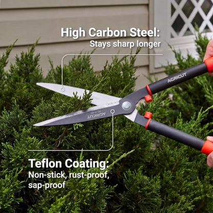 AGRICUT Garden Shears for Hedges – 23.6" Hedge Shears with High-Carbon Straight Blade, Teflon Coated, Lightweight 790g – Shears for Gardening, Ideal for Privet, Box, Yew & Thuja - style: Straight Blade