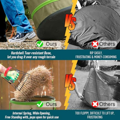 Colwelt Collapsible Leaf Bags 31Gallon, Pop-up Reusable Garden Bag Collapsible for Yard Waste, Heavy Duty Collapsible Trash Can with Hard shell Base, Garden Waste Yard Bags for Yard Garden Camping