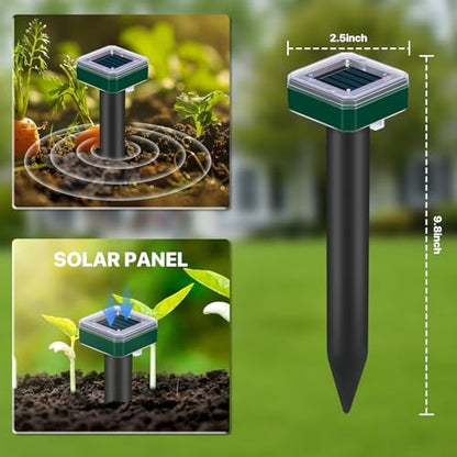 12 Pcs Mole Repellent Solar Powered Ultrasonic Snake Away for Yard Pet Safe