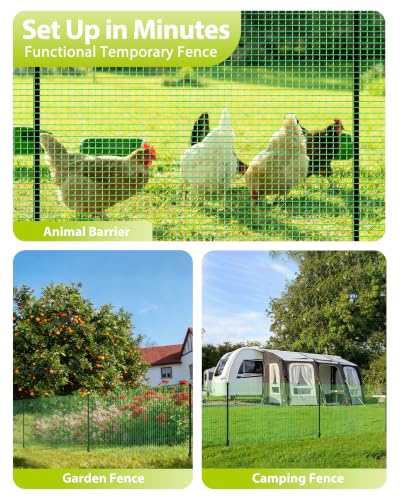 3'x50' Temporary Fence with Posts, Dog Fencing, Garden Fence Animal Barrier