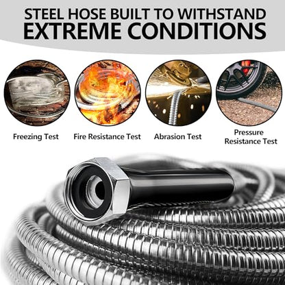 200ft Garden Hsoe - 2026 New 304 Stainless Steel Garden Hose with 3/4'' Fittings – Lightweight, Durable, and Kink-Free, Metal Water Hoses for Gardening - size: 200ft