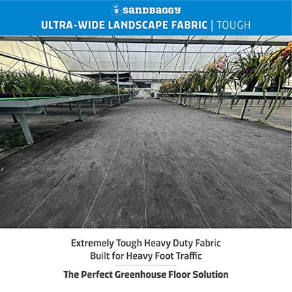 Sandbaggy 17 ft x 100 ft Landscape Fabric, Extra Wide Heavy Duty Weed Barrier Fabric, 100% Virgin Polypropylene Ground Cover for Organic Gardens, Farm Rows, Pathways, Mulch and Gravel - size: 3 oz - 17.5 ft x 100 ft Roll