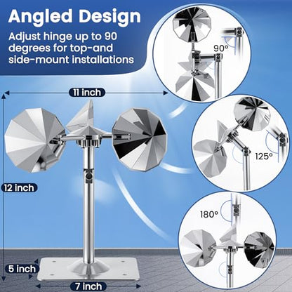 4 Pack Reflective Spinning Bird Deterrents, Wind-Powered Aluminum Alloy