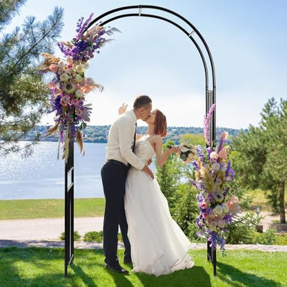 Heavy Duty Metal Garden Arch Trellis – Weather-Resistant Black Steel Arbor for Climbing Plants, Weddings, Parties, Patio, Lawn & Outdoor Decor – Easy Assembly - size: small