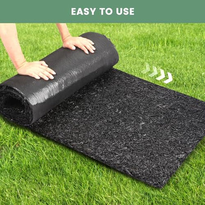 Sekcen Upgraded 2 Pack Rubber Mulch Roll Mat for Landscaping Recycled Rubber Walkway Black Permanent Mulch Pathway Playground 8' x 2'
