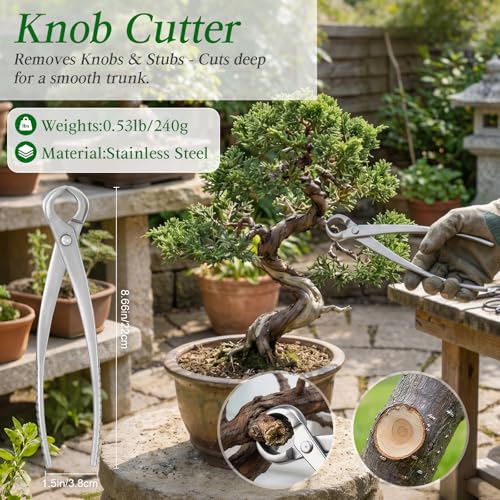 4 Piece Bonsai Tools Set, Knob Cutter,Concave Cutter,Plant Care,Root Hook
