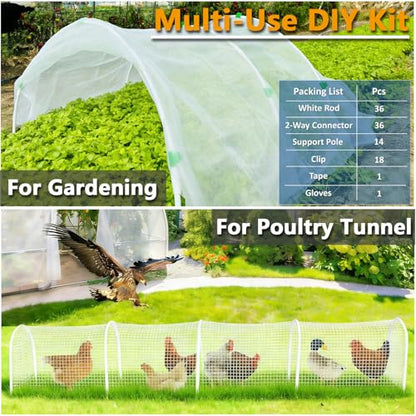 Garden Hoops DIY Kit – Rust-Free Material | Heavy-Duty | Weather Resistant | Chicken Tunnel Frame | 6 Sets of 9Ft Long Grow Tunnel Frame for 1’, 2’, 3’, 4’ or Wider Raised Beds - style: DIY Kit
