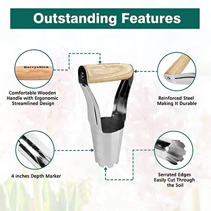 Garden Bulb Planter with 4 Inches Depth Mark, Bulb Planting Tool - size: 9.6in Bulb Planter