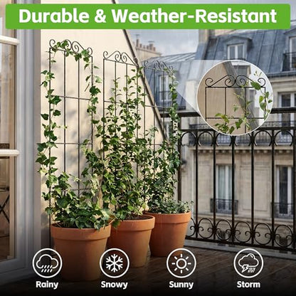 ARIFARO 4Pack 47'' Metal Garden Trellis for Climbing Plants Outdoor - size: 47 inches