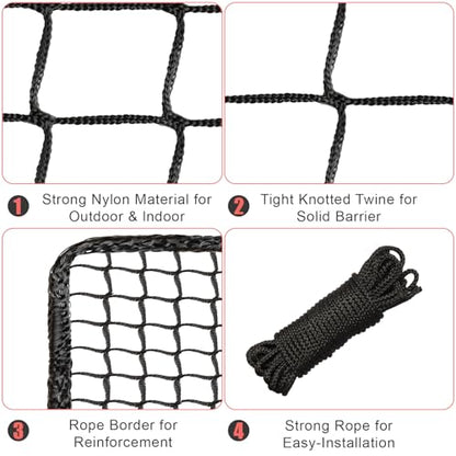 Storgem Baseball Softball Backstop Net, Heavy Duty Sports Barrier Netting - size: 10x10ft