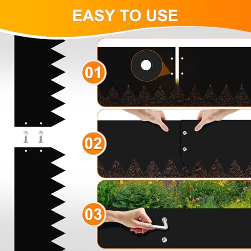 20ft. 40" L × 8" H Metal Landscape Edging, 6 Pack Garden Border - size: 8 Inch