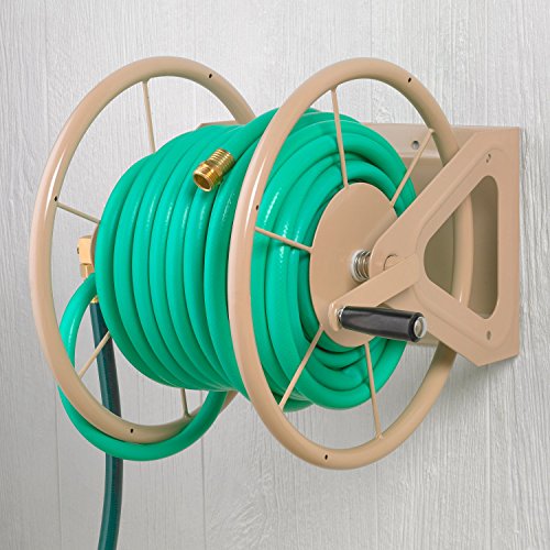 Liberty Garden Products 703-2 Multi-Purpose Steel Garden Wall/Floor Mount Hose Reel, Tan Poly, 5/8-Inch - style: Wall/Floor Mount Hose Reel - Tan