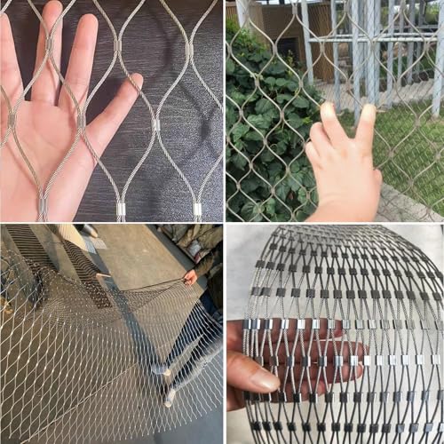 VXHCS Hardware Cloth Wire Mesh Roll, 304 Stainless Steel Rope Wire Mesh 3.3x6.6ft Plant Climbing net, 5cm/2mm Chicken Wire Fence Roll, Tree Guard, Critter Fence, Mesh for Cage Fence, Balcony, Stair - color: 5cm/2mm, size: 3.3'x6.6'