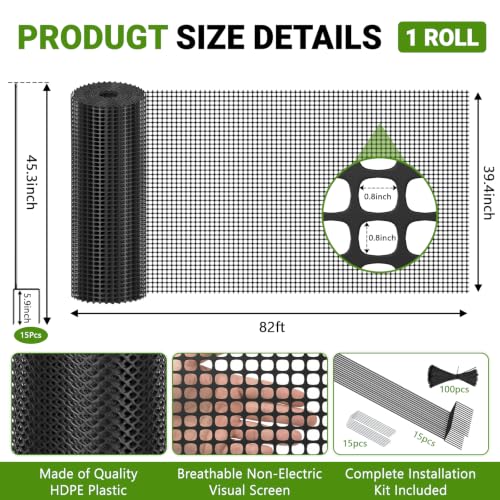 DoCred Plastic Chicken Fence Netting with Post, Garden Fencing Border Black - color: Black
