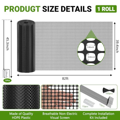 DoCred Plastic Chicken Fence Netting with Post, Garden Fencing Border Black - color: Black