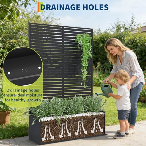 Garvee 71"x47"x16" Metal Planter Box with Trellis for Climbing Plants Vines - color: Lourvered, size: no Wheel