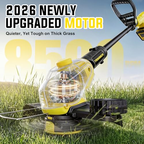 Weed Wacker, 21V Battery Powered Grass Trimmer & Edger 2-in-1 - color: Yellow