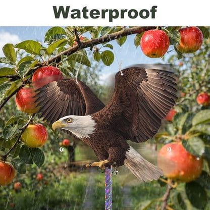 3 Pack Fake Eagle to Scare Animals Away, Hanging Flat Plastic Fake Eagle with Reflective Tape for Keep Pigeon Woodpecker Away for Outdoor Contryard Garden Balcony Window Patio Backyard - color: 3pcs-brown Eagle 01