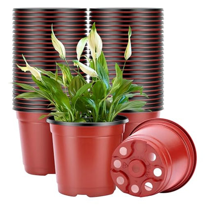 VIVOSUN 50 Pcs 6 in Plastic Plant Nursery Pots, Seed Starting Pots - size: 6 inch