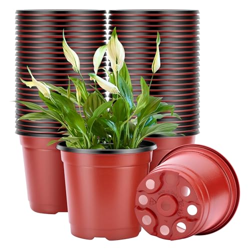 VIVOSUN 100 Pcs 4 in Plastic Plant Nursery Pots, Seed Starting Pots - size: 4 inch