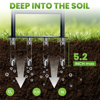 Aerator Lawn Tool,Stainless Steel Core Aerator Lawn Tool with 4 Hollow Tine