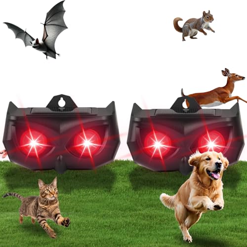 2 Pack Solar Nocturnal Animal Deterrent Lights with Red Flashing LEDs