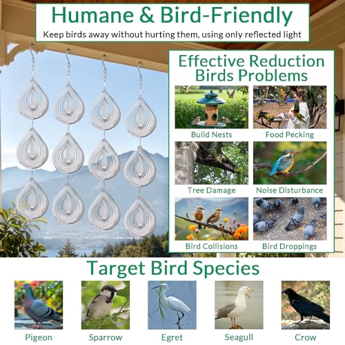4 Pack Bird Deterrents for Outside - Bird Repellent Devices Outdoor