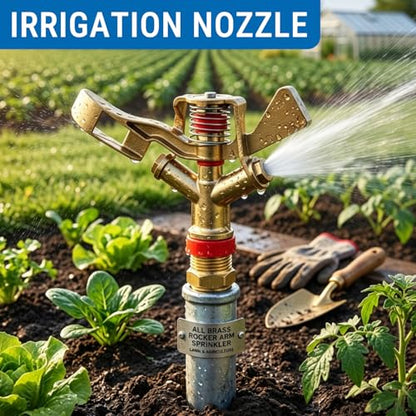 Brass Impact Sprinkler 1/2 Inch 360 Degree Rotating Garden Lawn Irrigation