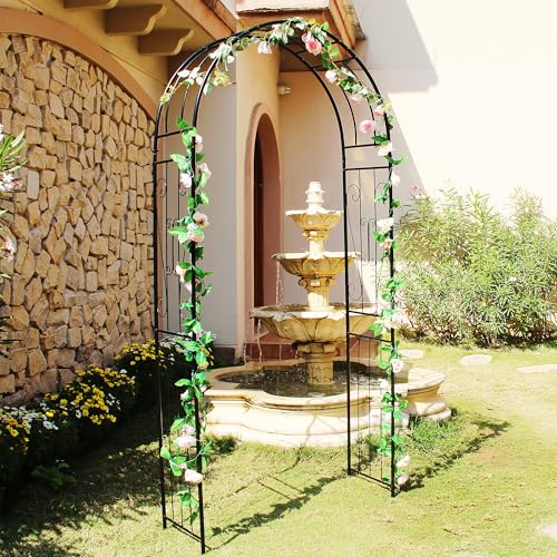 Metal Garden Arch Arbor, 94.5" H x 45.3" W, for Climbing Plants - color: Black Arch-C