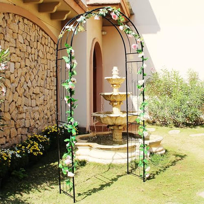 Metal Garden Arch Arbor, 94.5" H x 45.3" W, for Climbing Plants - color: Black Arch-C
