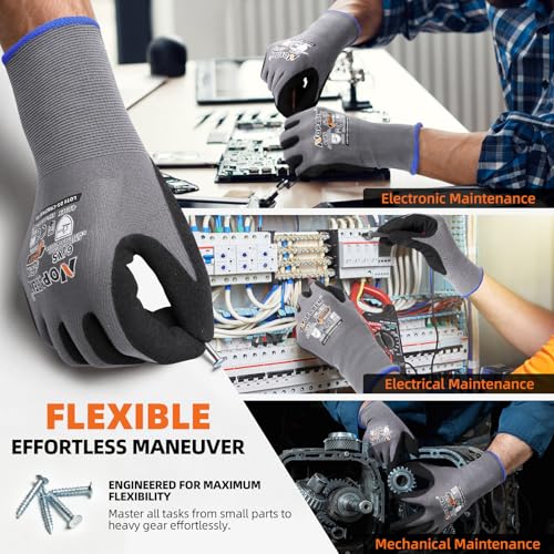 7 Pairs Safety Work Gloves Seamless Nylon Knit MicroFoam Nitrile Coated - size: Large, style: 7 Pairs,black