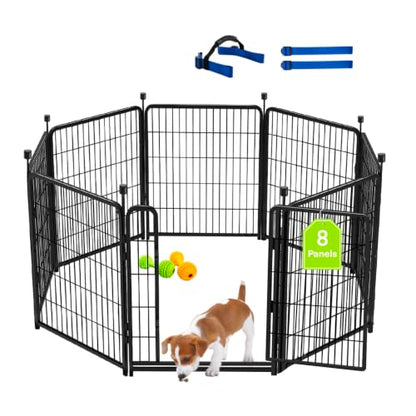 Garden Fencing 40 inch High, Dog Fence Outdoor for Yard, 21" Wide Low Threshold Gate, Fencing for Garden Beds, Garden Fence Border,Animal Barrier Fences, 8 Panels Total 17.7 Ft(L) - size: 40''(H)-8panels-17.7ft(L) with door