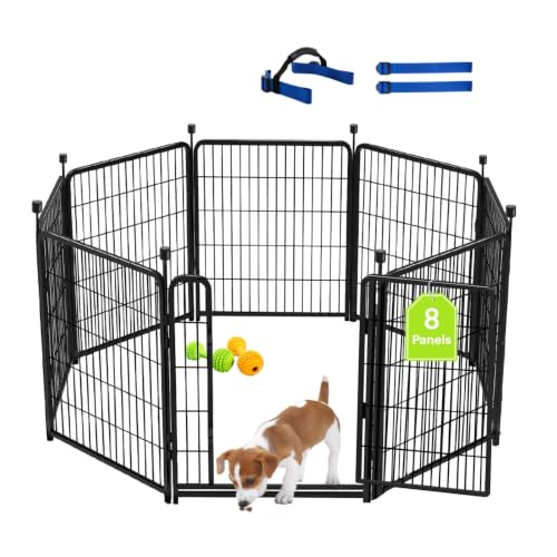 Garden Fencing 40 inch High, Dog Fence Outdoor for Yard, 21" Wide Low Threshold Gate, Fencing for Garden Beds, Garden Fence Border,Animal Barrier Fences, 8 Panels Total 17.7 Ft(L) - size: 40''(H)-8panels-17.7ft(L) with door