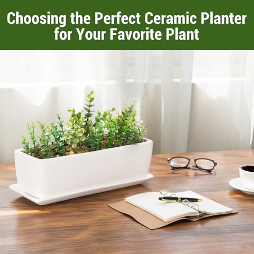 MyGift 14 Inch Unglazed White Ceramic Indoor Plant Pot with Drainage Hole - size: 14.5 inch