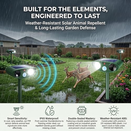 2026 Upgraded Solar Ultrasonic Animal Repellent Outdoor for Yard 2-Pack
