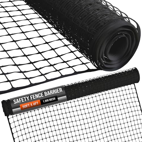 Plastic Fence, Plastic Mesh Fence Deer Netting Black, 4 x 50 Feet Roll - color: Black