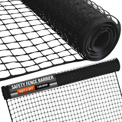 Plastic Fence, Plastic Mesh Fence Deer Netting Black, 4 x 50 Feet Roll - color: Black