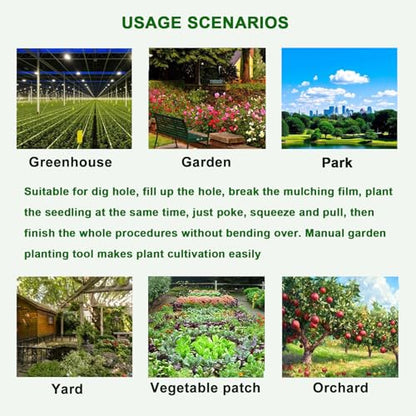 Seedling Transplanting Bulb Planter Tool Long Handle, Vegetable Young Plant Manual Plant Transplanter, Single Handle Stainless Steel Planting Garden Tools for Garden, Greenhouse